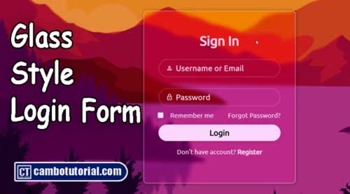Login Form Design Glassmorphism Style CSS and HTML